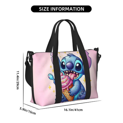 Custom Large SLilo And Stitch Cartoon Tote Bag Women Anime Shopping Shoulder Beach Gym Travel Bag
