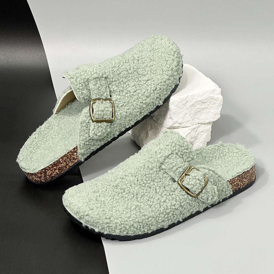 New Fall Winter Women And Men's Slippers With Plush Upper Indoor Outdoor Casual Sandals