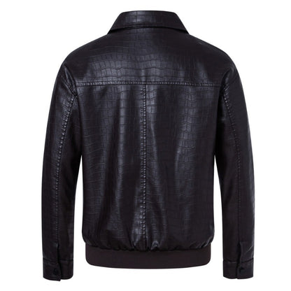 New Fashion Men's Spring Autumn Lapel Casual Pu Leather Loose Motorcycle Jacket
