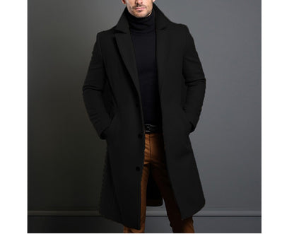 Winter Men's Trench Coats Luxury Male Mid-Long Warm Wool Jackets Casual Mens Business Comfortable Overcoat Clothing