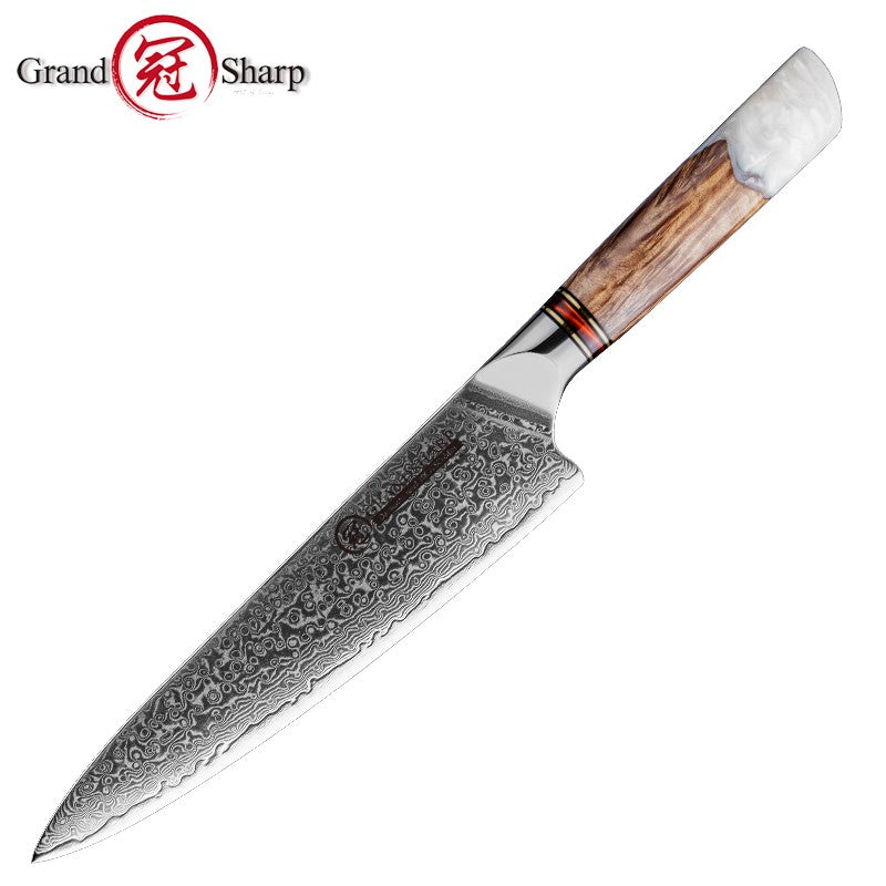 Grandsharp 1-6Pcs Kitchen Knife Set 67 Layer Damascus Steel Solidified Wood Handle Chef Utility Paring Knife with Gift Box