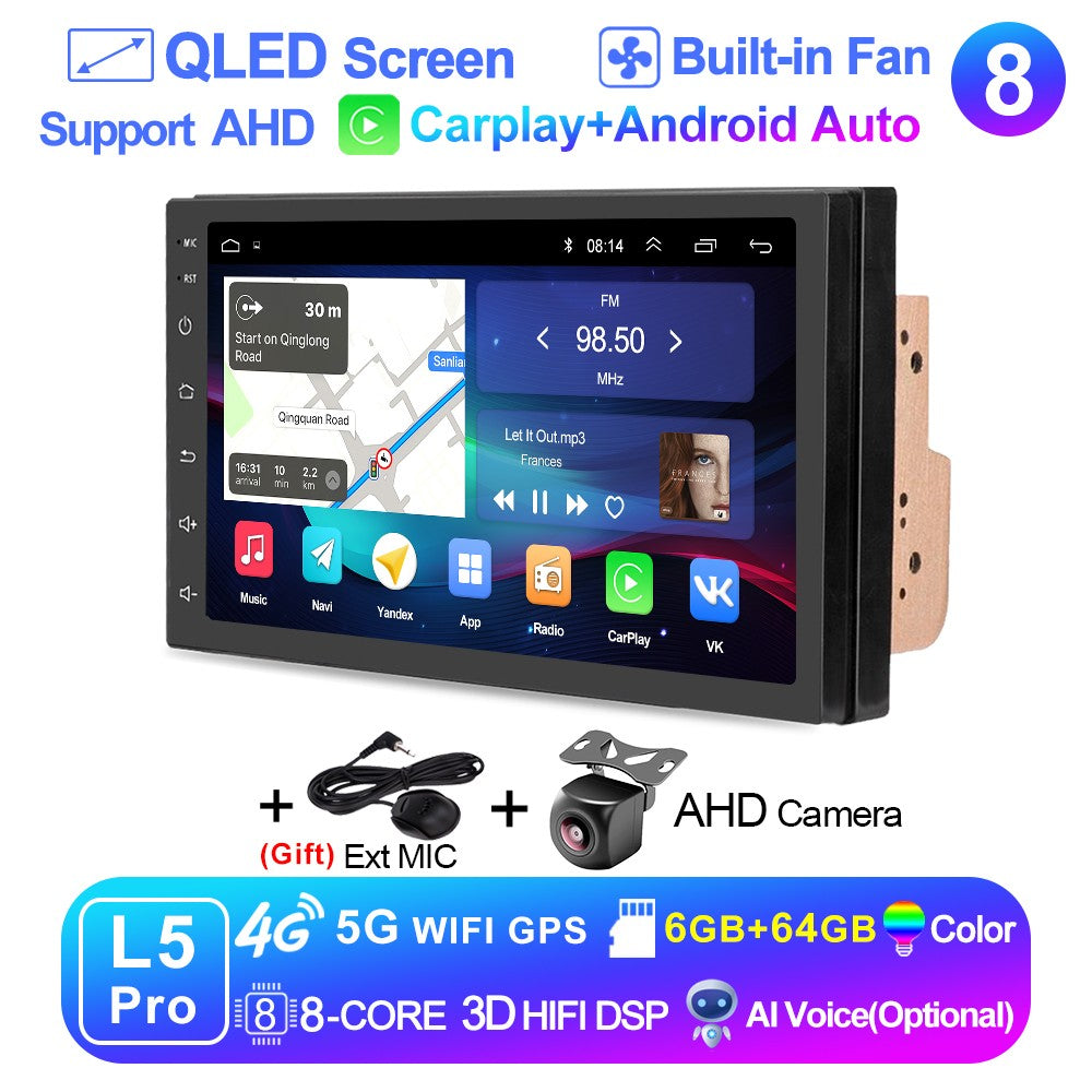 LEHX Universal 7 Inch 2 din Android 15 Car Radio 2.5D QLED Screen Car Multimedia Player Carplay Android Auto Stereo Autoradio