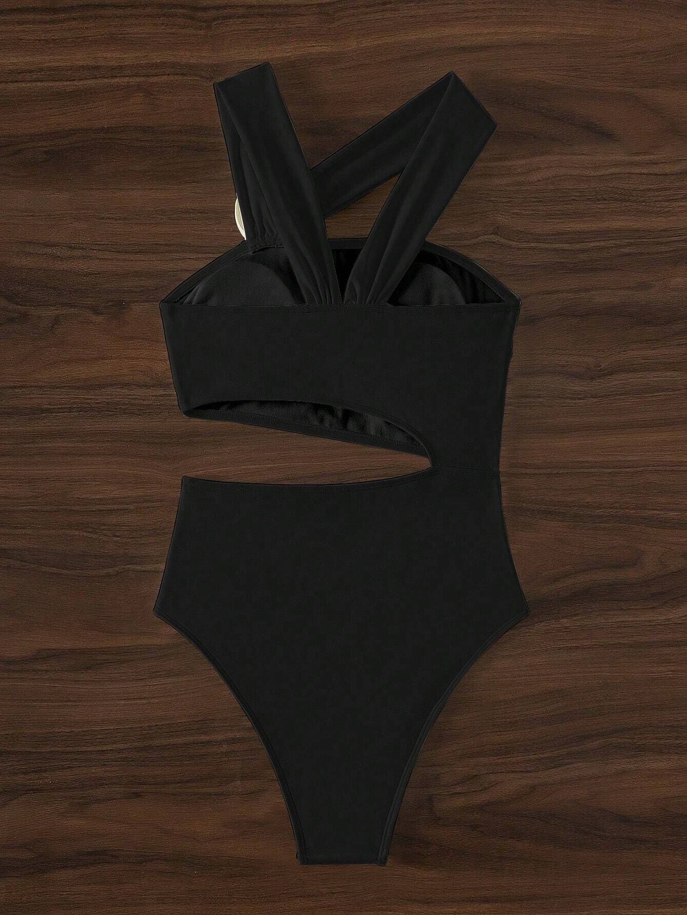 Vigoashely Solid 2025 One-shoulder Swimwear Women Sexy Push UP Hollow One Piece Swimsuit Monokini Summer Beach Lady Bathing Suit