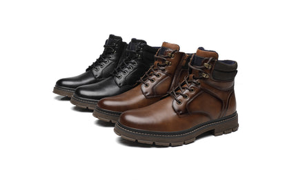 BHKH Botas Masculinas de Inverno da Moda botins Zíper Cadarço Botas de Tornozelo Sapatos Sociais Vintage de Negócios Sapatos Casuais de Couro Para Homens