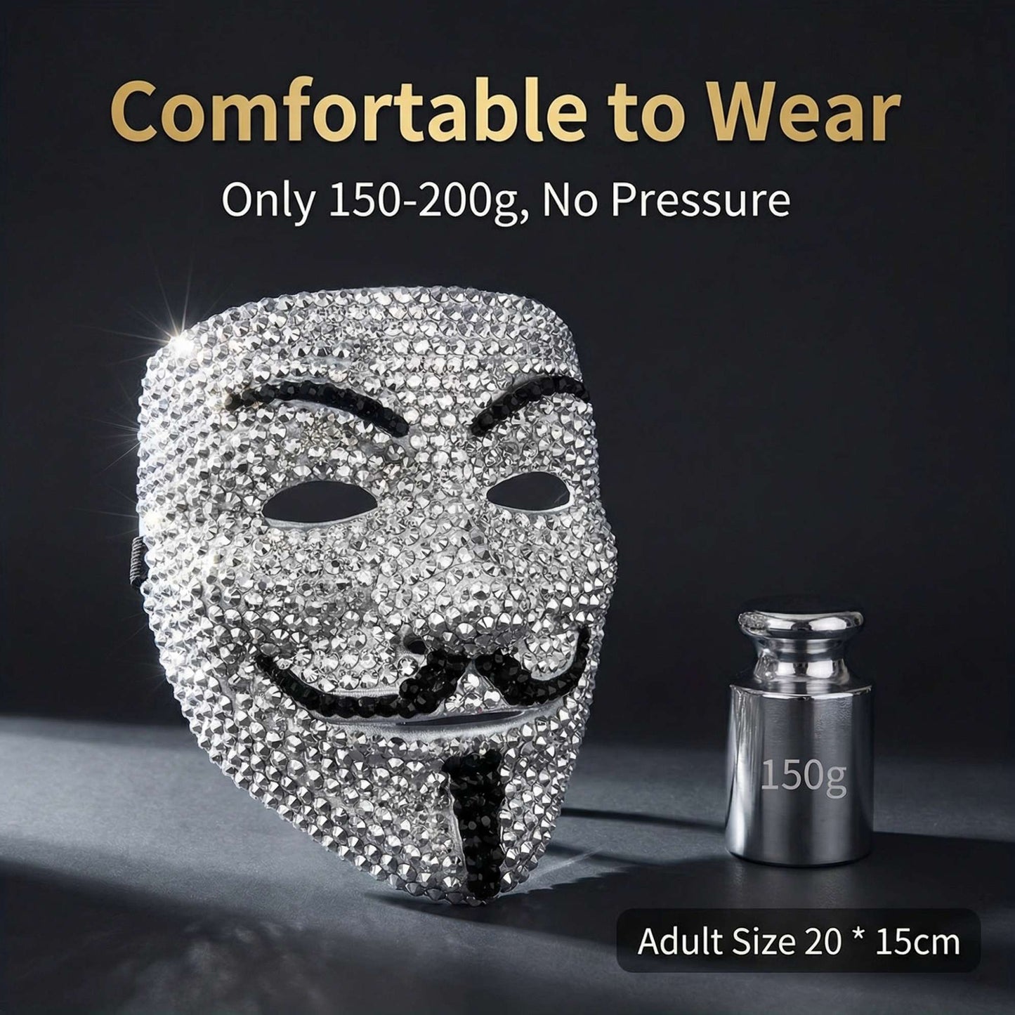 New DIY Handmade Rhinestone Party Mask, Masquerade Carnival Face Mask, Stage Performance Prop, Suitable for Men and Women