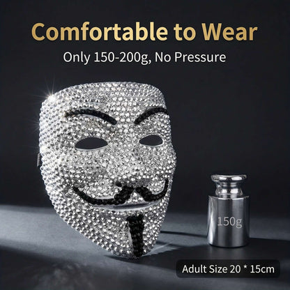 New DIY Handmade Rhinestone Party Mask, Masquerade Carnival Face Mask, Stage Performance Prop, Suitable for Men and Women