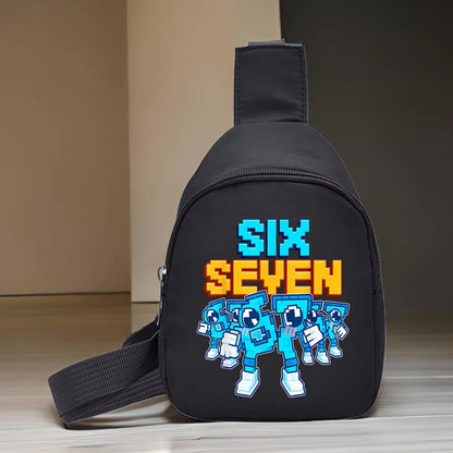Children Chest Bag Six Seven Italian Brainrot Kids Bag for Girl Boy Daily Travel Purse Cartoon 6 7 Memes Long Strap Shoulder Bag