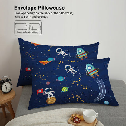 3-piece Starry Sky, Space Planet, Astronaut Pattern Print (1 duvet cover+2 pillowcases, no core) Comfortable Bedding Set