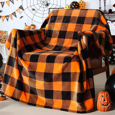 Halloween Plaid Blanket Suitable for Festivals Parties Daily Use All Seasons Soft and Warm