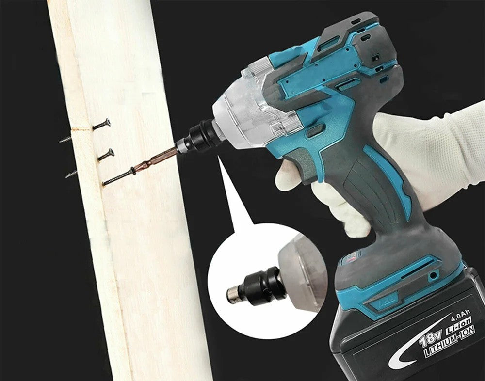 Chave de Impacto Elétrica Sem Fio Sem Escovas 520NM de 1/2 polegada, Ferramentas Elétricas Compatíveis com Bateria de 18V, Chave com Conjunto de Caixa de Ferramentas