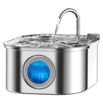 Bebedouro automático para animais de estimação 3,2L em aço inoxidável, fonte inteligente para gatos, dispensador de água para cães com janela visual, tigela de água para animais de estimação