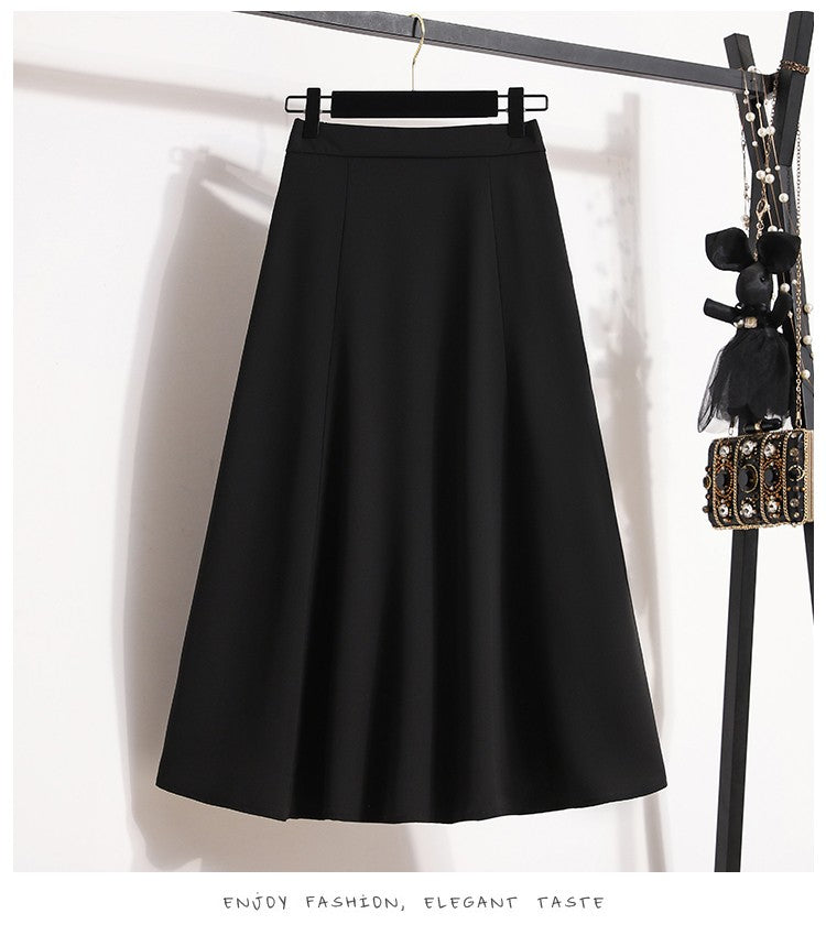 Ladies' Summer High Waist Plus Size Skirts 2026 Mid To Long Flowing Suit Skirt New Style Casual Solid Color A-line Skirt