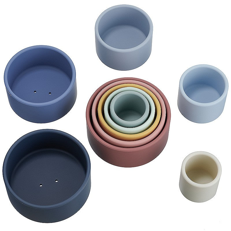 TYRY.HU 1set Baby Silicone Building Block BPA Free Round Cup Soft Block 3D Educational Montessori Toys Baby Teether Gifts