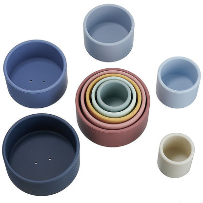 TYRY.HU 1set Baby Silicone Building Block BPA Free Round Cup Soft Block 3D Educational Montessori Toys Baby Teether Gifts