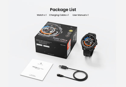 Smartwatch GPS HAYLOU Solar Ultra, Tela AMOLED de 1,6", 5ATM à prova d'água, GPS integrado, Chamadas telefônicas Bluetooth, Relógio inteligente esportivo