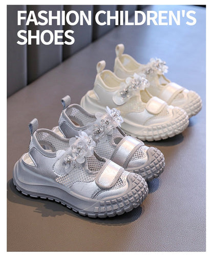 Girls' Casual Shoes Mesh Breathable Children's Sports Sandals 2025 Summer Fashion Flower Girls' Princess Shoes 3-12 Years Old
