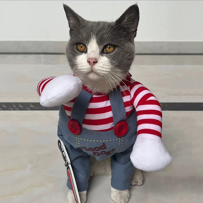 Roupa Engraçada Para Gatos, Trajes de Cosplay de Halloween Para Cães Pequenos e Médios, Gatos, Macacões Criativos Para Festas de Animais de Estimação, Casaco Macio e Quente Para Gatos