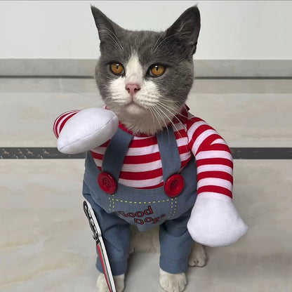 Roupa Engraçada Para Gatos, Trajes de Cosplay de Halloween Para Cães Pequenos e Médios, Gatos, Macacões Criativos Para Festas de Animais de Estimação, Casaco Macio e Quente Para Gatos