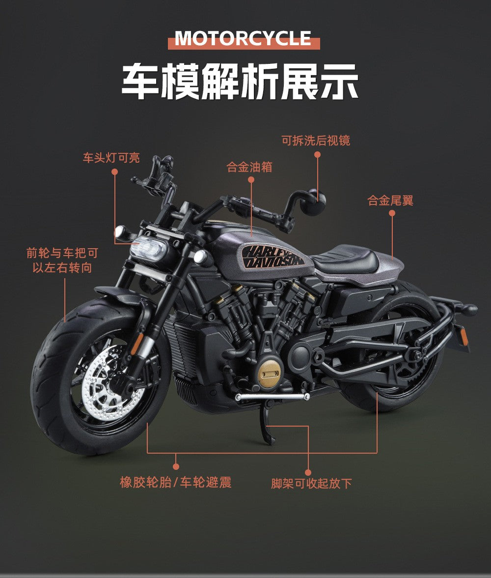 1:12 Harley SPORTSTER S Moto Alta Simulação Liga de Metal Fundido Modelo de carro Luz e Som Ornamentos Essenciais