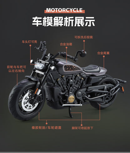 1:12 Harley SPORTSTER S Moto Alta Simulação Liga de Metal Fundido Modelo de carro Luz e Som Ornamentos Essenciais