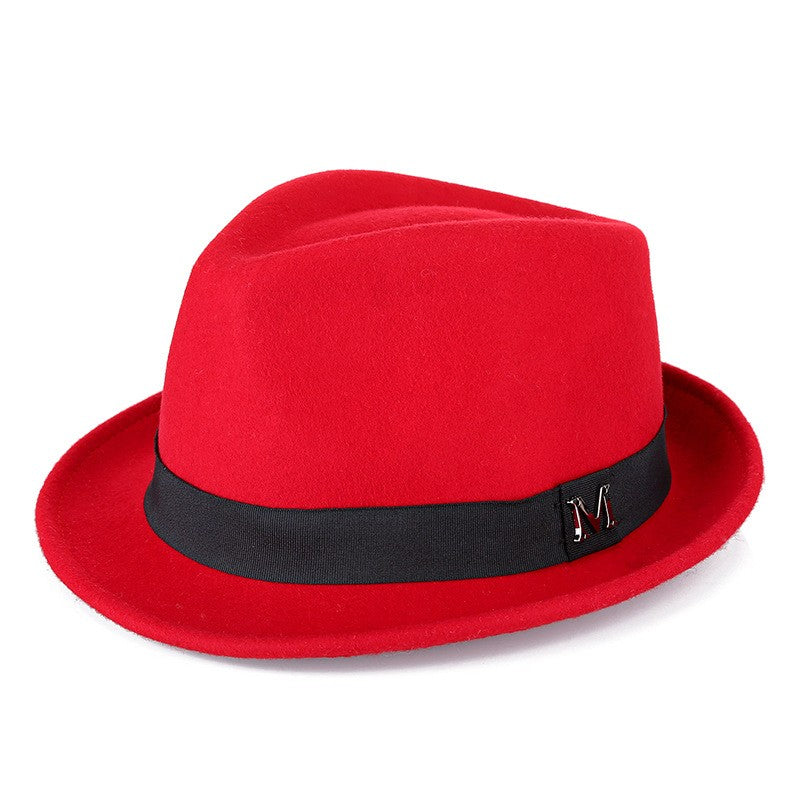 Men Winter Thick Warm Felt Fedora Hats Wool Gentleman Jazz Cap Homburg Male Classical Narrow Brim Top Hat