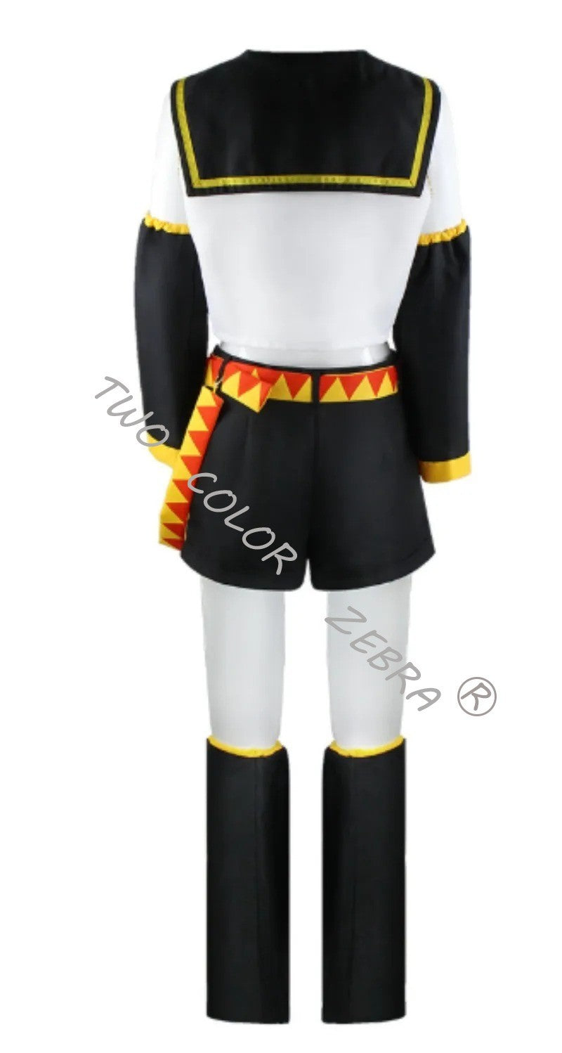 Vocaloid Kagamine Rin Len Cosplay Costume Sailor Uniform Full Set With Yellow Wig For Halloween Christmas Comic Party