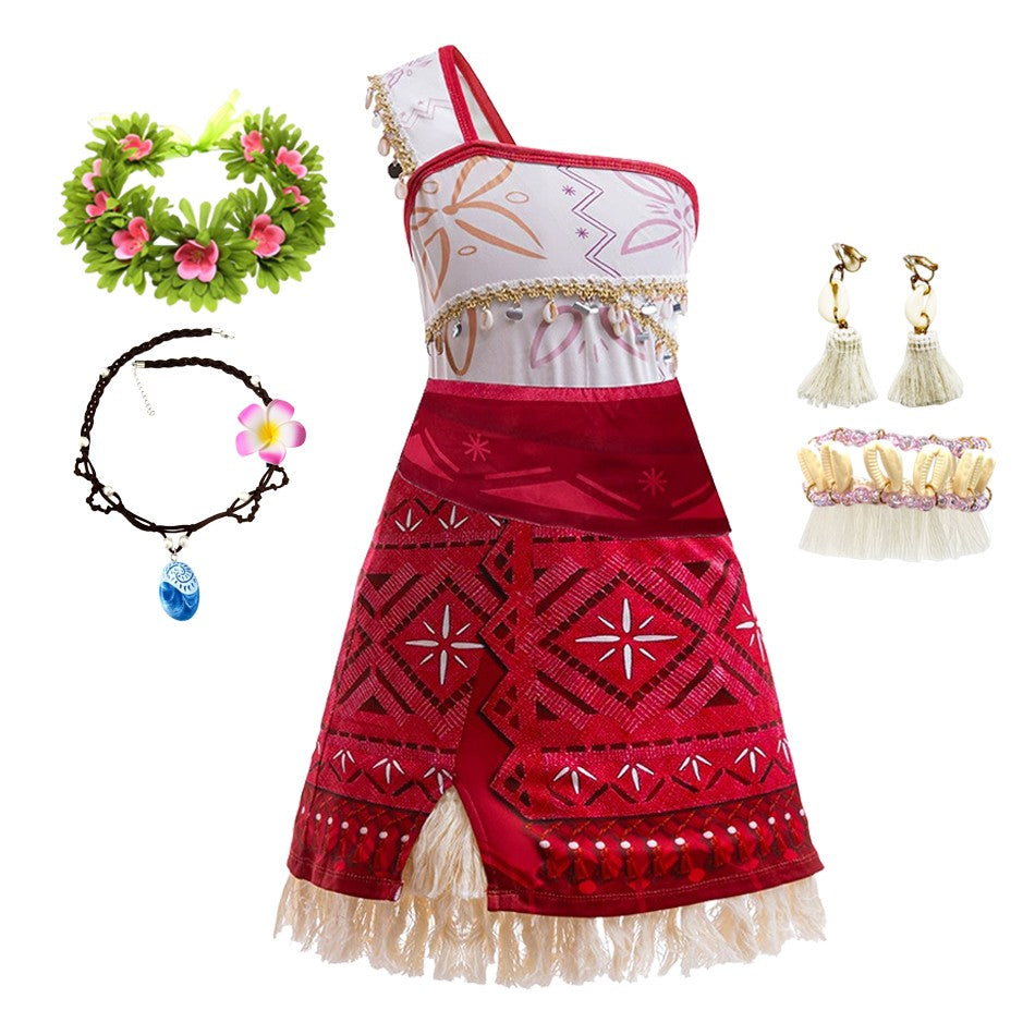 Girls Halloween Cosplay Moana Dress Ocean Adventure Role Play Costume Vaiana Princess Boys Maui Costume Vestidos Party Dress