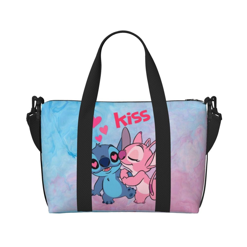Custom Large SLilo And Stitch Cartoon Tote Bag Women Anime Shopping Shoulder Beach Gym Travel Bag