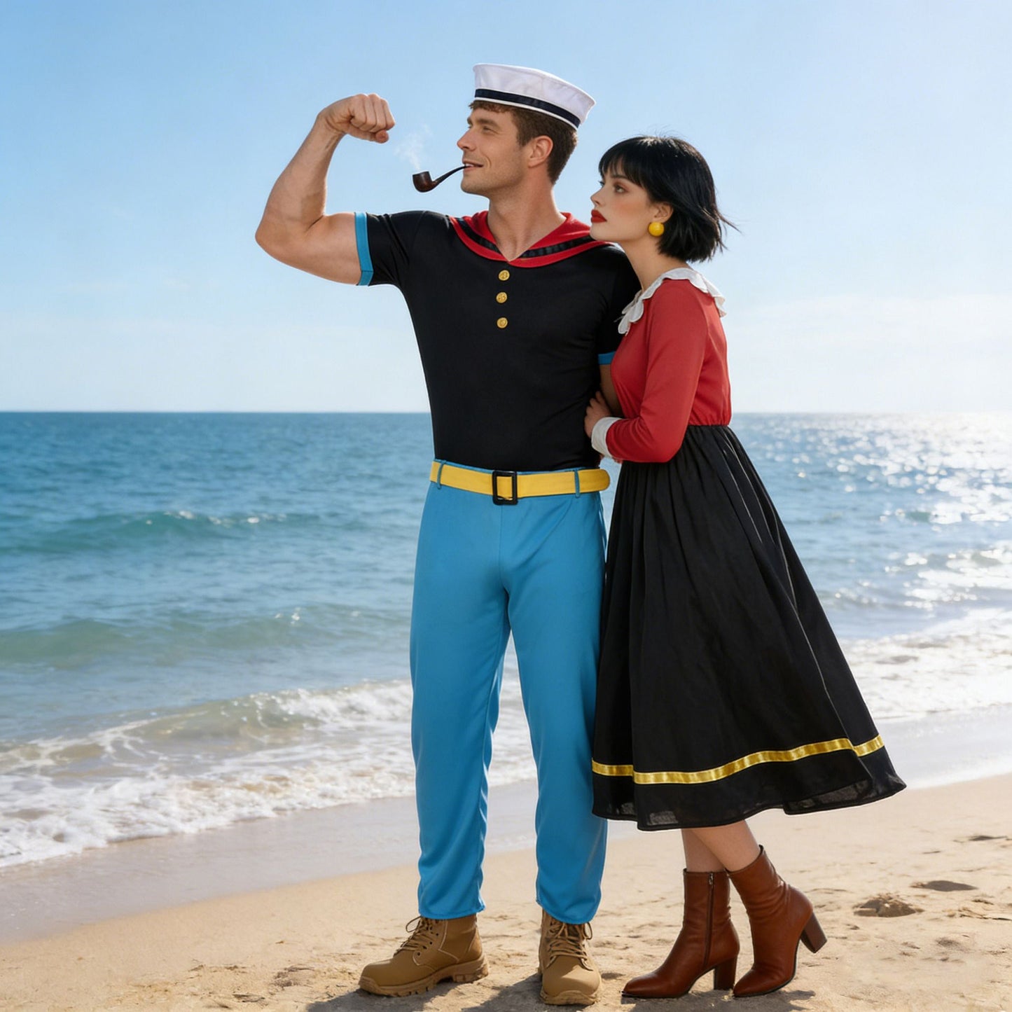 Classic Cartoon Popeye the Sailor Cosplay Costume With Hat Funny RolePlay Outfits For Men WOman Takerlama