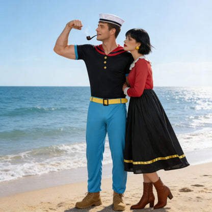 Classic Cartoon Popeye the Sailor Cosplay Costume With Hat Funny RolePlay Outfits For Men WOman Takerlama
