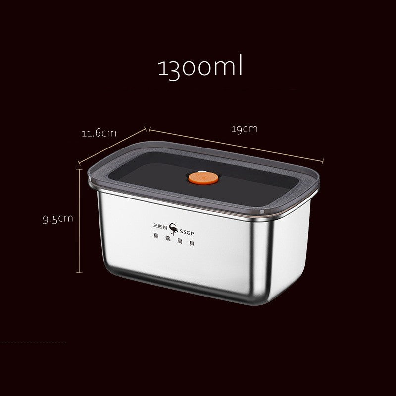 Luxury LFGB Certificated 304 Stainless Steel Crisper Silicone Sealing Edge Vacuum Container Air Exhaust Fresh-Keeping Food Box