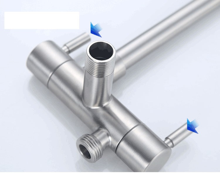 Kitchen Faucet 304 stainless steel into the wall horizontal cold faucet spray set bidet nozzle double control faucet  XT-180