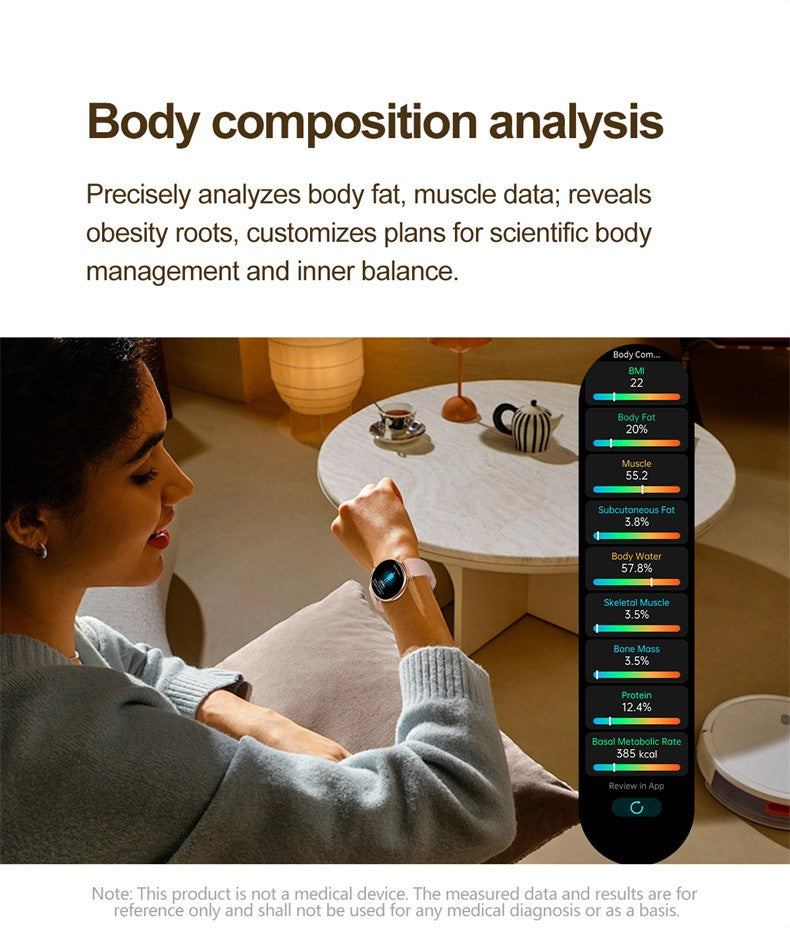 Women Smartwatch 1.32inch AMOLED Screen Call ECG Sport Watch Blood Pressure Micro physical examination AI dial Women Smart Watch