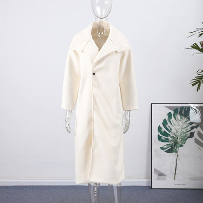 Elegant Women's Overcoat Stand Collar Single Breasted Full Sleeve Solid Female Long Coats 2025 Autumn Fashion Chic Lady Outwear