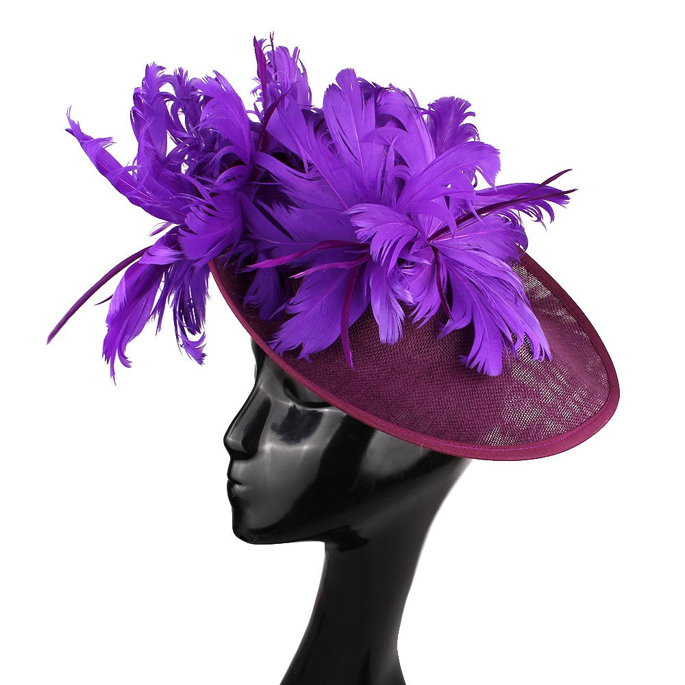 Bonés Cinzentos Millinery Com Acessórios de Tiara Imitação Sinamay Chapéu Derby de Coquetel Feminino Fascinadores de Cabelo de Noiva com Pena Chique