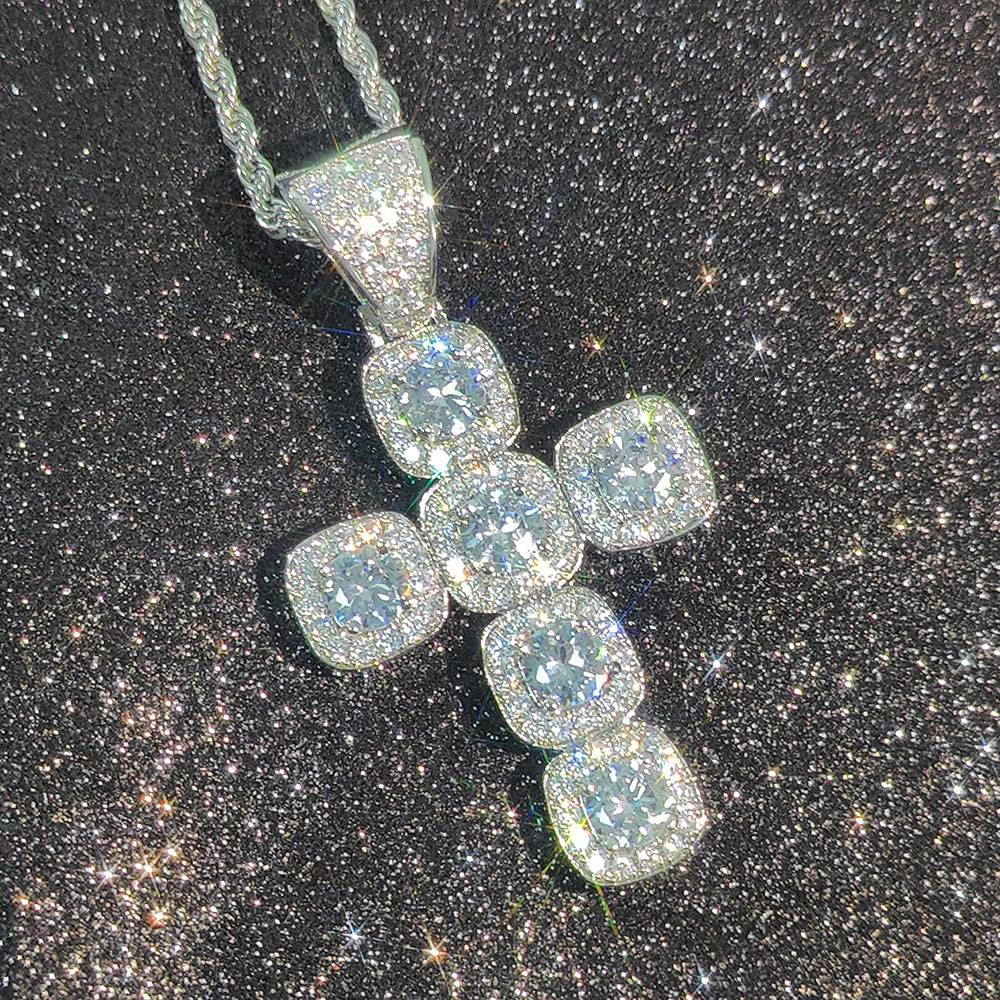 2026 Hip Hop Cross Pendant Necklace for Men 4mm Zircon Tennis Chain Ice Sparkling Necklace for Women Punk Jewelry Fashion Gift