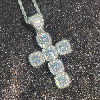 2026 Hip Hop Cross Pendant Necklace for Men 4mm Zircon Tennis Chain Ice Sparkling Necklace for Women Punk Jewelry Fashion Gift