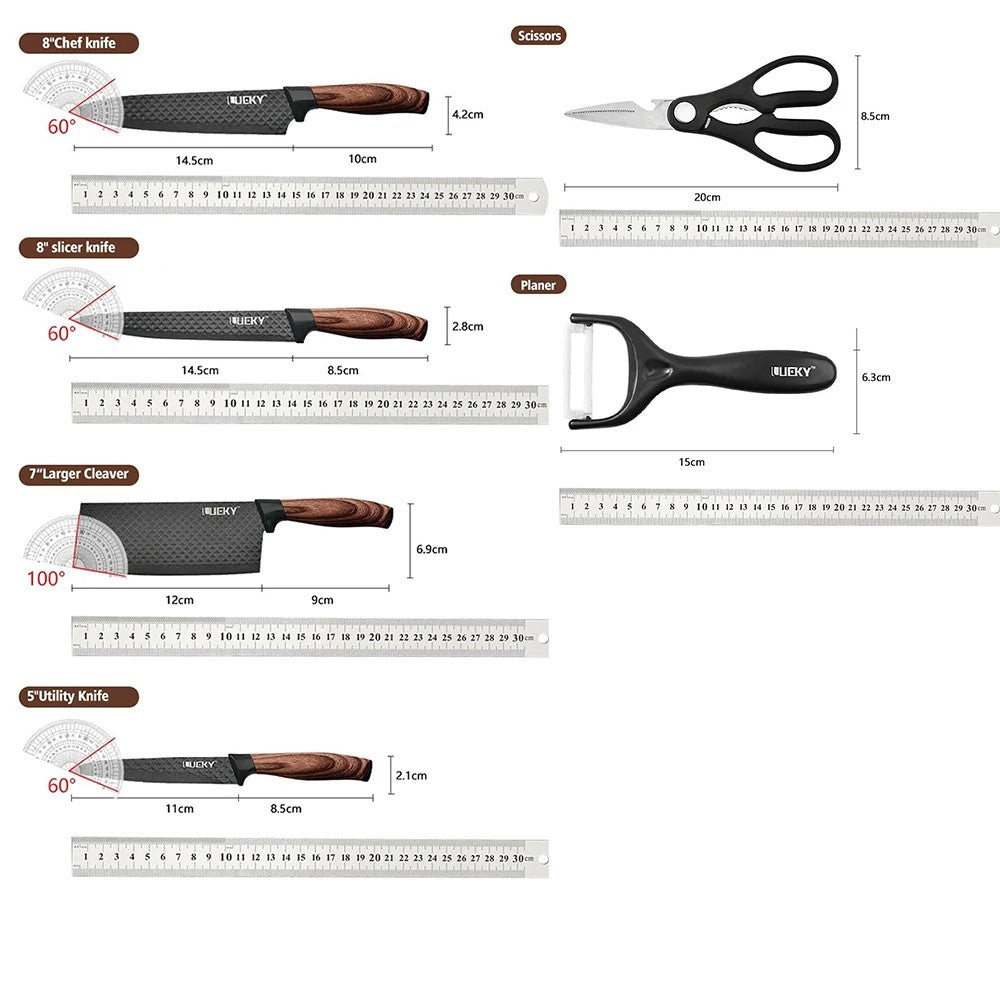 Conjunto de Facas de Cozinha MDHAND Faca de Aço Inoxidável, Conjunto de Utensílios de Cozinha de 6 Peças, Faca de Frutas, Ferramentas Essenciais de Culinária para Restaurantes