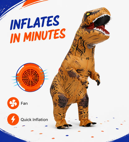 Inflatable T-Rex Dino Dinosaur Costume for Adults, Blow Up Dinosaur Role Play Outfit, Funny Halloween Cosplay Costume for Adult