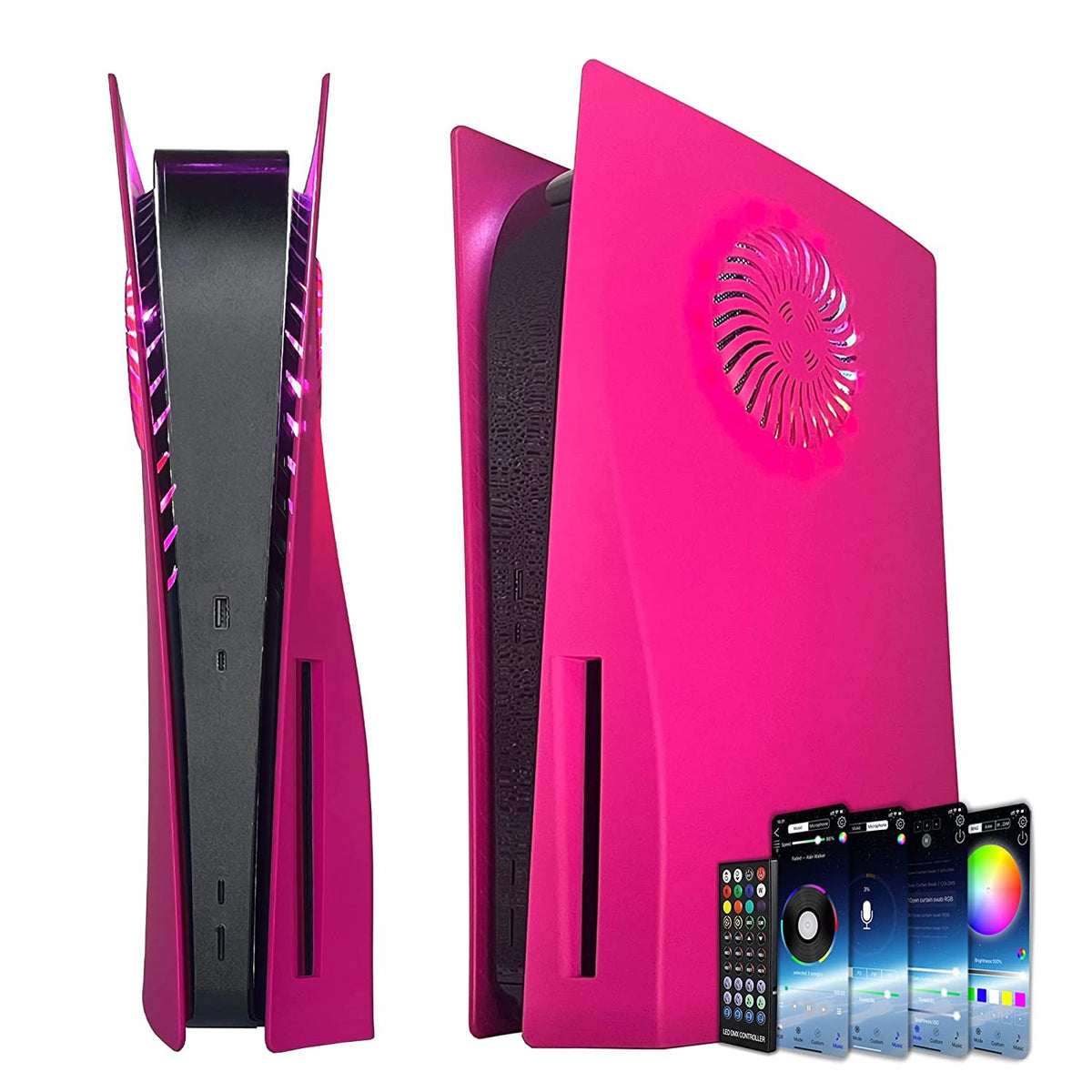 Replacement Faceplate Cooling Vents with RGB Light Strip LED Light Ring For PS5 Cover For PlayStation5 Disc Edition