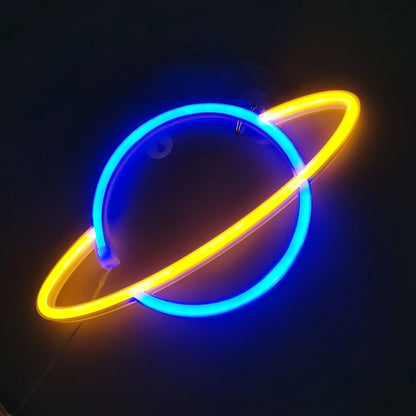 Neon Sign Alien Face Shaped Wall Hanging Lights for Home Game Room Saucerman  Plant LED Night Lamps Xmas Party Holiday Art Decor