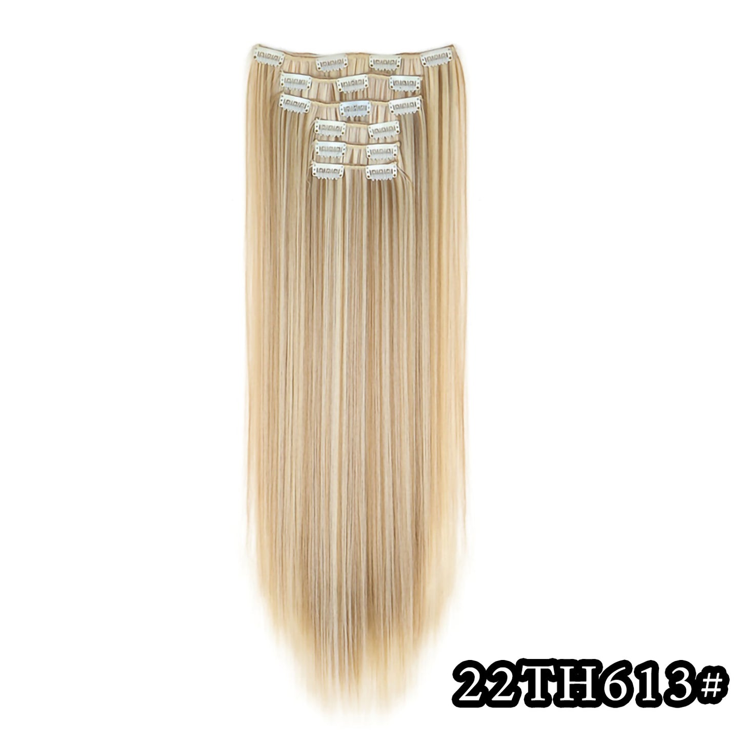 Apliques de Cabelo Natural de 24 Polegadas Cabelo Sintético para Mulheres Kit de Fios de Cabelo 16 Tic-Tacs em 6 Peças Apliques Mechas de Cabelo
