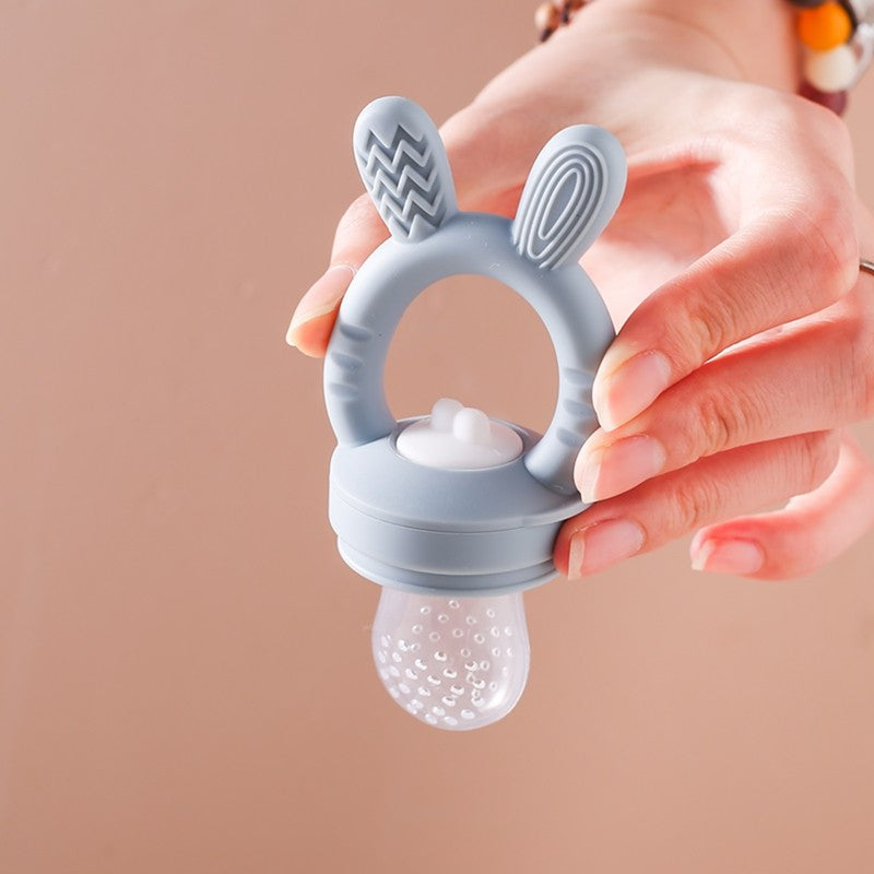 Silicone Baby Fruit Feeder With Cover Fruit Vegetable Food Supplement Bite Soother Nibbler Feeding Tableware Teething Pacifier