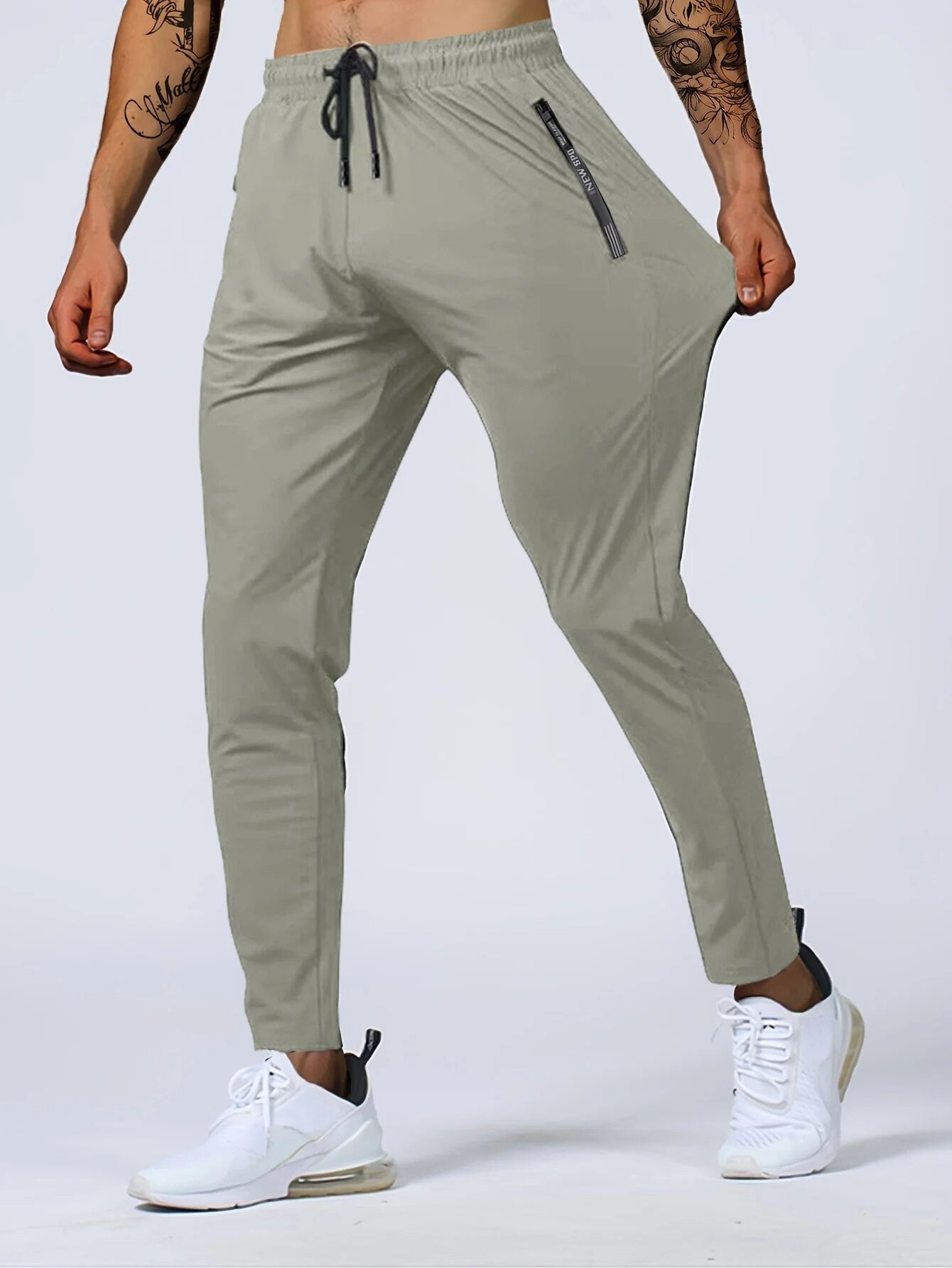 Calça Jogger Masculina De Secagem Rápida, Respirável, Com Cordão Na Cintura, Elegante E Elástica, Para Fitness