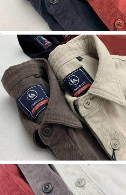 May Khaki heavy cargo double-pocket shirt men's cotton wash wool long-sleeved Japanese vintage loose coat