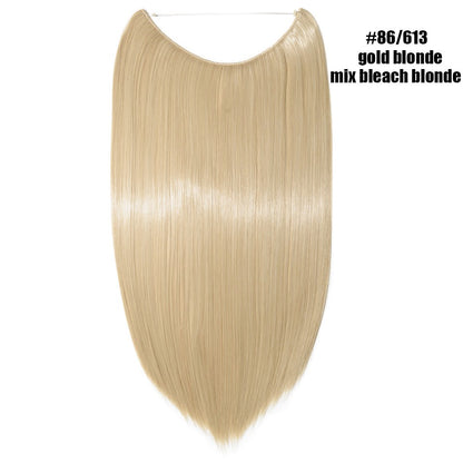 BENEHAIR Cabelo Sintético com Fio Invisível Sem Clipes Extensões de Cabelo Linha Secreta de Pesca Apliques de Cabelo Falso Para Mulheres