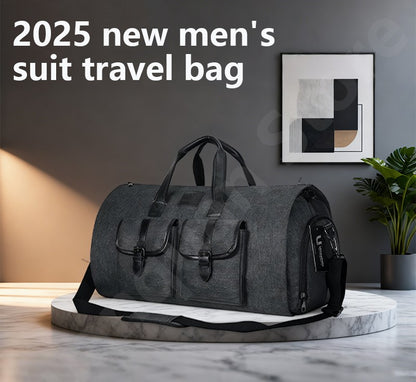 2025 New Men Waterproof Weekend Travel Work Large Capacity Multifunctional Hand Luggage Storage Two-in-One Convertible Suit Bag