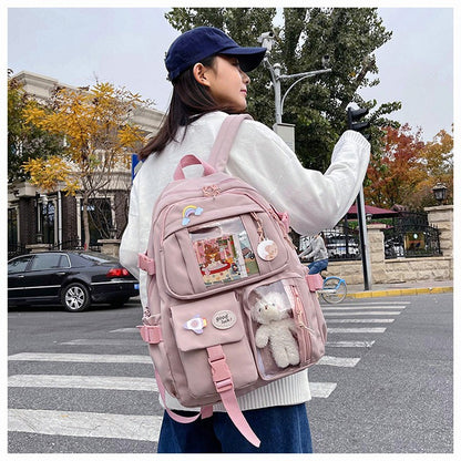 Mochila Feminina Fofa Desenho Animado Moda Adolescente Estudante Mochila Escolar Adorável Bolsa Feminina Mochila Escolar Versátil para Meninas