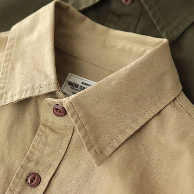 Gmiixder Men Cargo Long Sleeve Shirt Spring Autumn Hip Hop Jacket American Casual Retro Green Tough Man Workwear Shirt