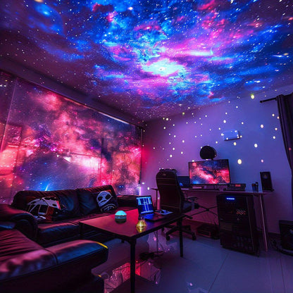 1pc Northern Lights LED Atmosphere Projector,7 Modes, Starry Rotation Projection,USB Powered,Remote Control,For Bedroom Decor